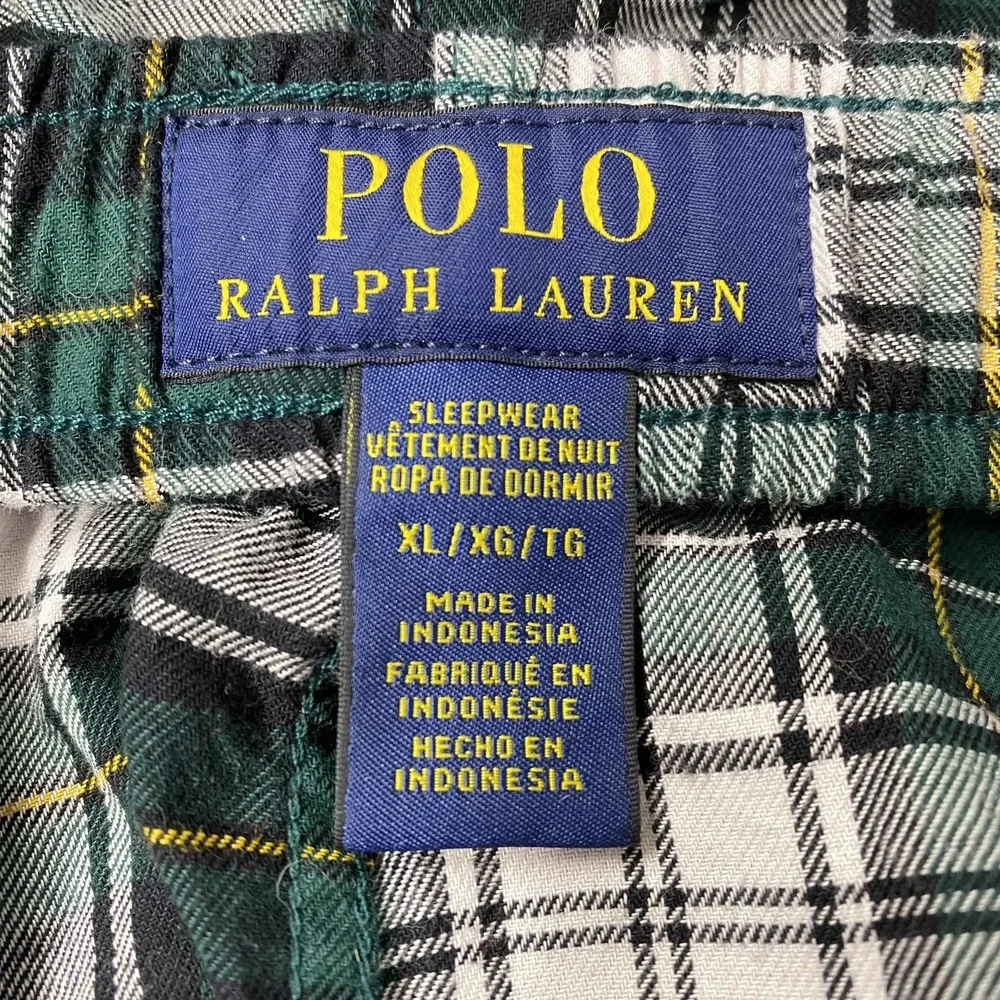 Polo Ralph Lauren Pajama Pants Mens XL Green‎ Plaid Sleepwear Drawstring Lounge